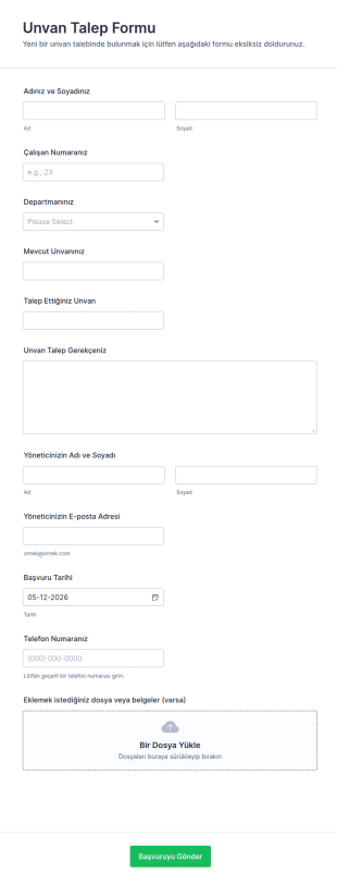Unvan Talep Form Şablonu