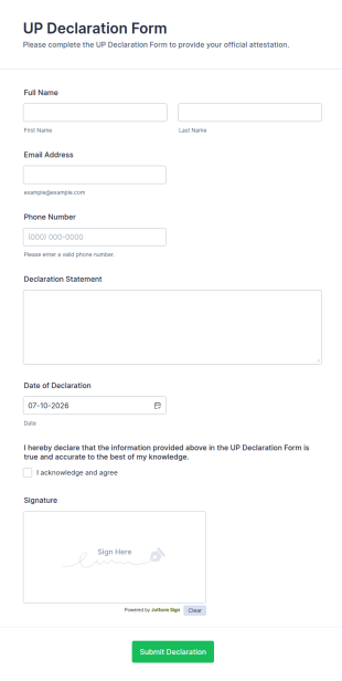 UP Declaration Form Template