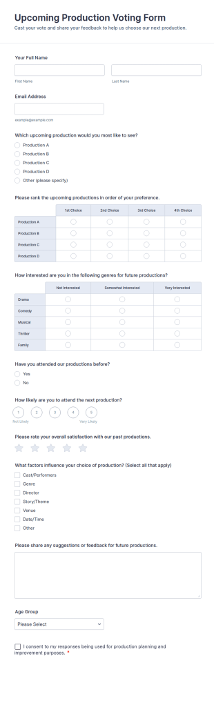 Upcoming Production Voting Form Template