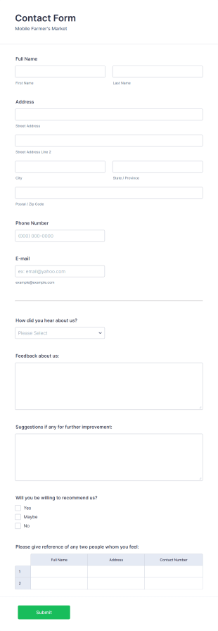 Update Contact Information Form Template