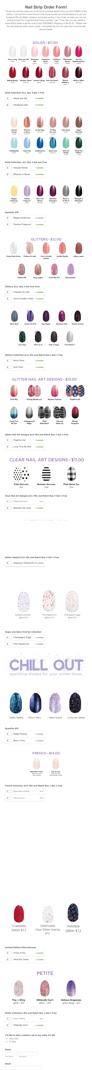 Updated Nail Strip Order Form With Quantity Form Template