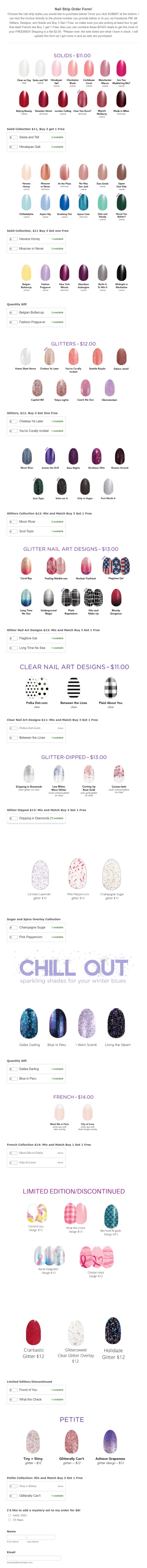Updated Nail Strip Order Form With Quantity