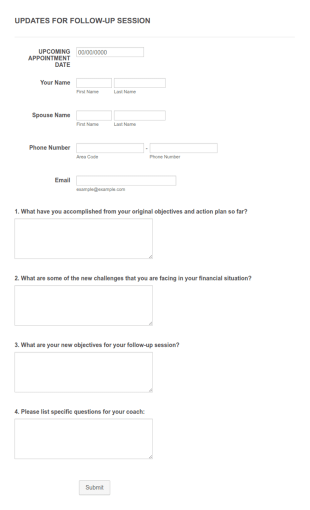Updates For Follow Up Session Form Template