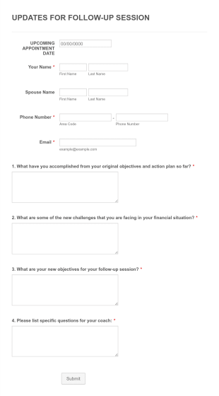 Updates For Follow Up Session Form Template