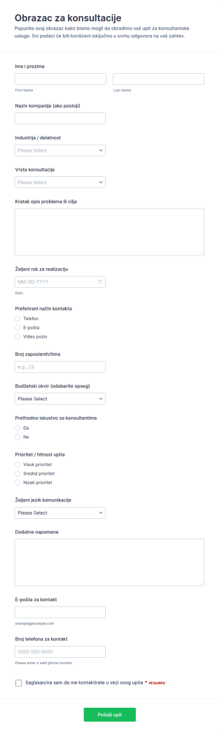 Upit Za Konsultacije