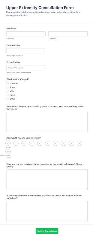Upper Extremity Consultation Form Template