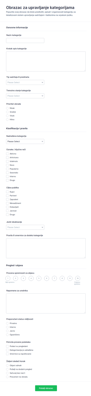 Upravljanje Kategorijama Survey