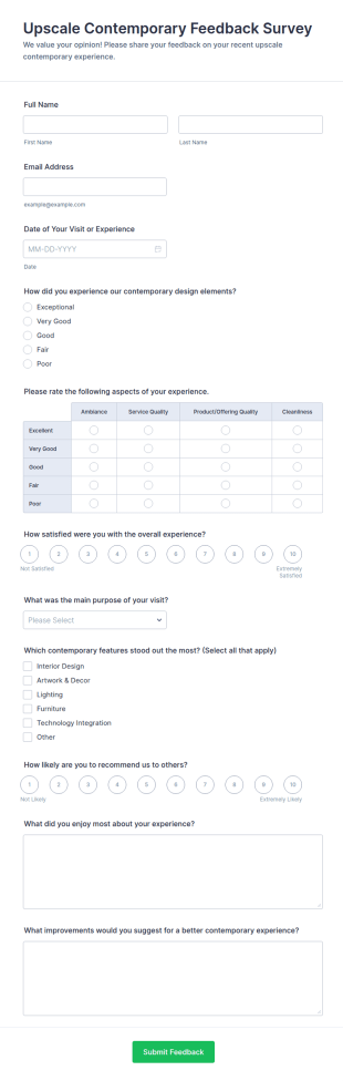 Upscale Contemporary Feedback Survey Form Template
