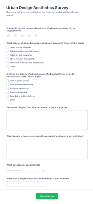 Urban Design Aesthetics Survey Form Template