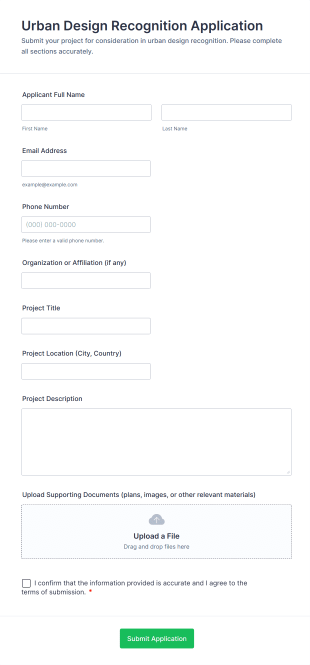 Urban Design Recognition Application Form Template