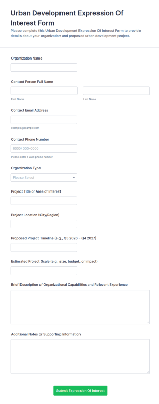 Urban Development Expression Of Interest Form Template