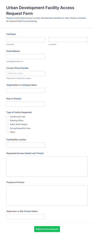 Urban Development Facility Access Request Form Template