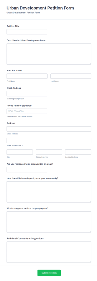 Urban Development Petition Form Template