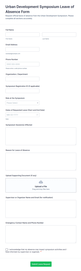 Urban Development Symposium Leave Of Absence Form Template