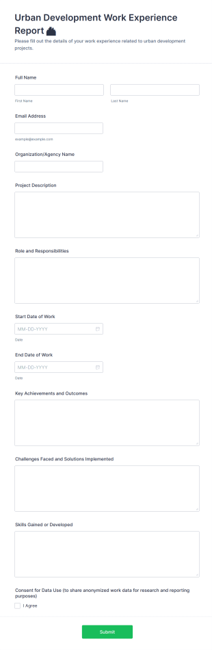 Urban Development Work Experience Report 🏙️ Form Template