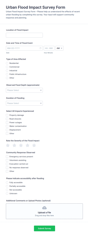 Urban Flood Impact Survey Form Template