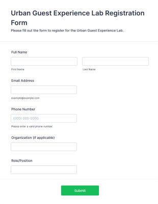 Urban Guest Experience Lab Registration Form Template