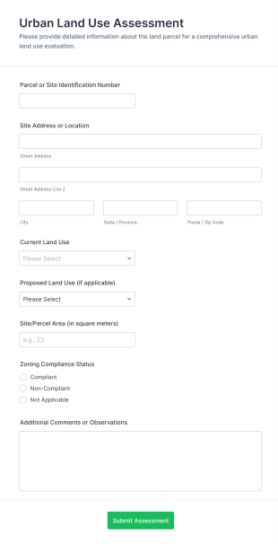 Urban Land Use Assessment Form Template