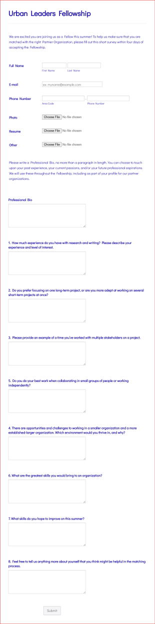 Partner Organization Form Template