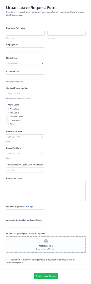 Urban Leave Request Form Template