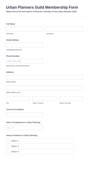 Urban Planners Guild Membership Form Template