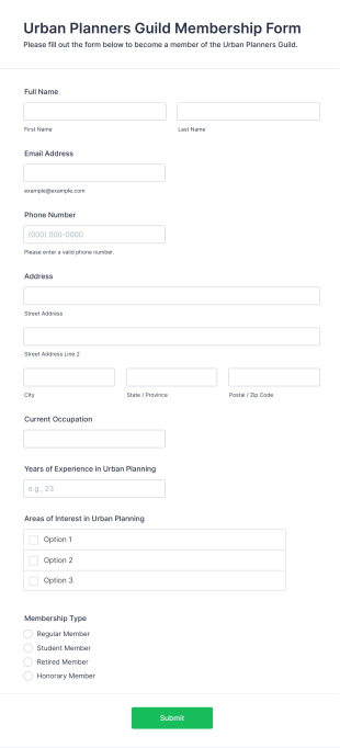 Urban Planners Guild Membership Form Template