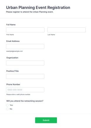 Urban Planning Event Registration Form Template