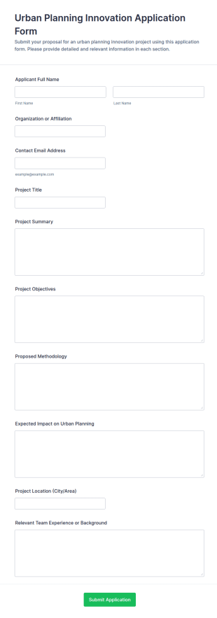 Urban Planning Innovation Application Form Template