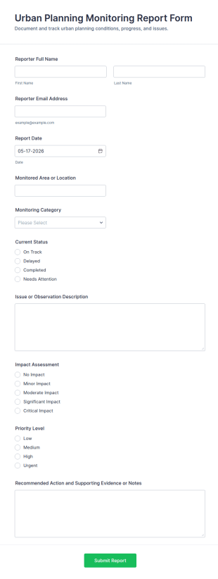 Urban Planning Monitoring Report Form Template