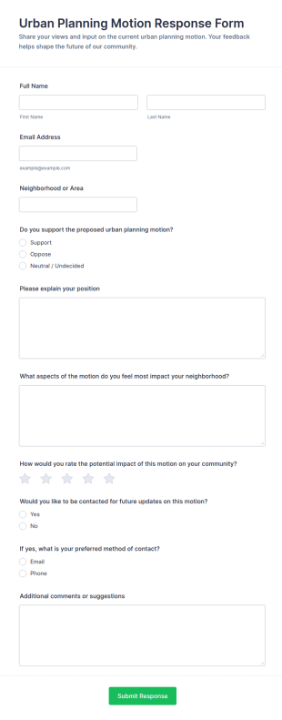 Urban Planning Motion Response Form Template