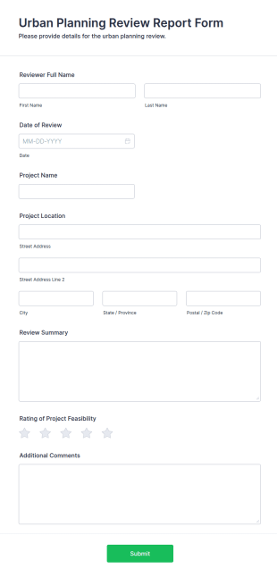 Urban Planning Review Report Form Template