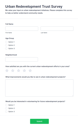 Urban Redevelopment Trust Survey Form Template