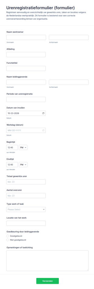 Urenregistratieformulier