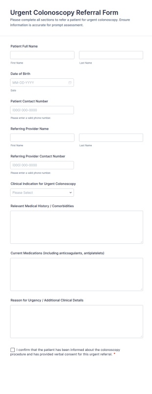 Urgent Colonoscopy Referral Form Template