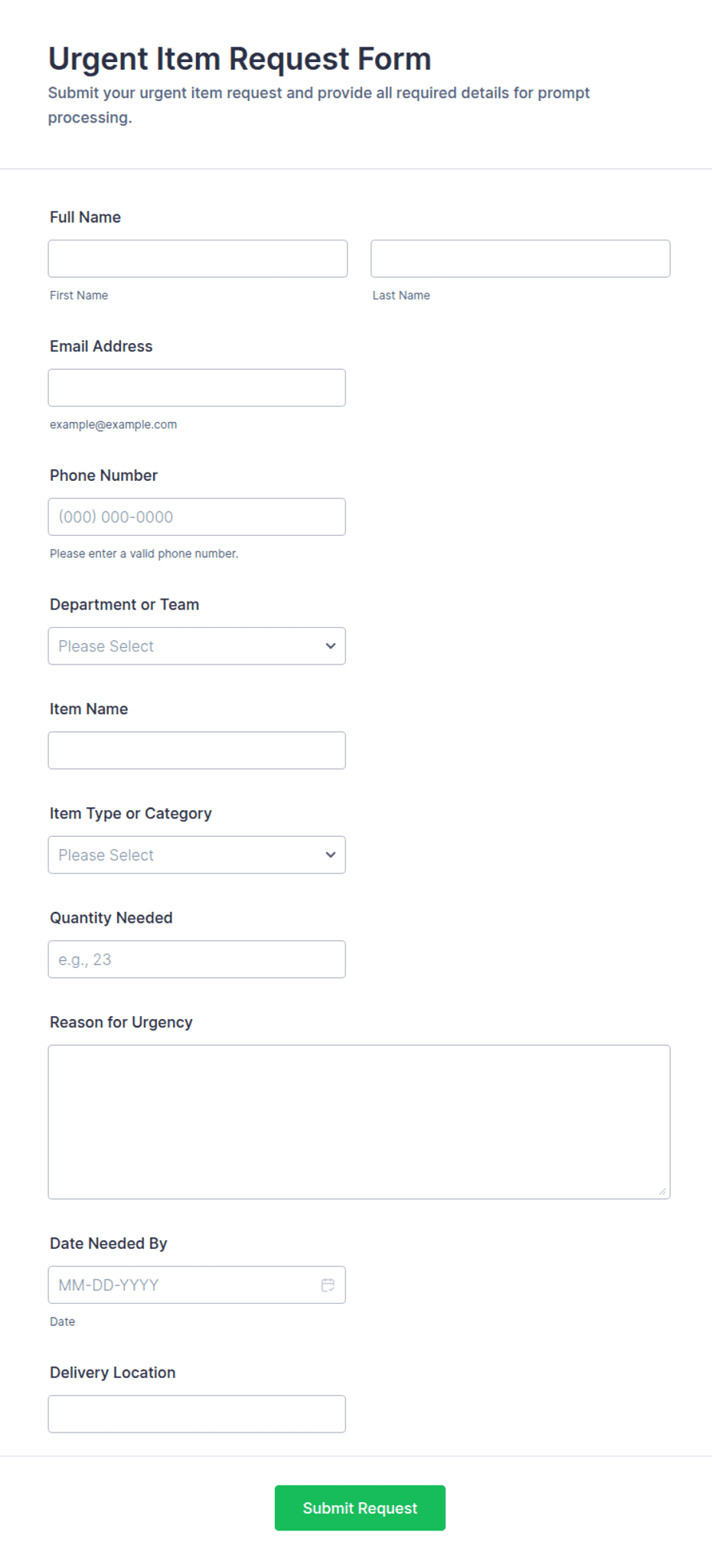Urgent Item Request Form Template | Jotform