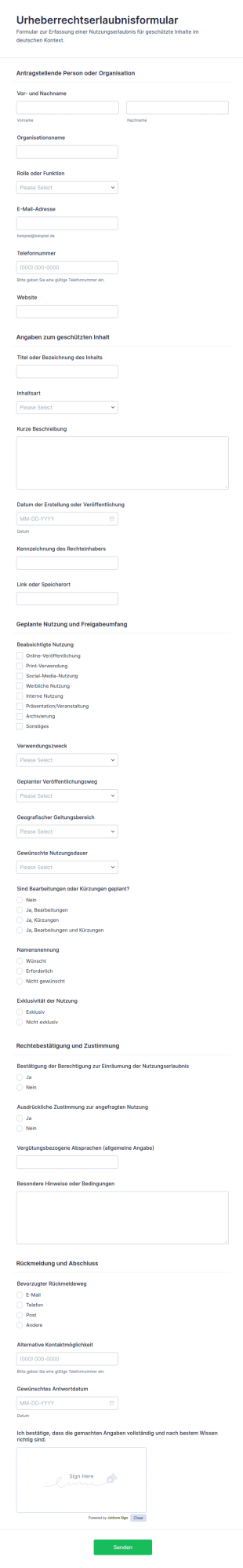Urheberrechtsgenehmigungsformular