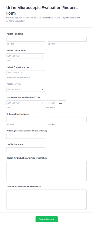 Urine Microscopic Evaluation Request Form Template