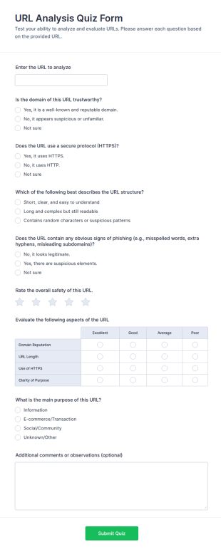 URL Analysis Quiz Form Template