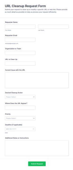 URL Cleanup Request Form Template