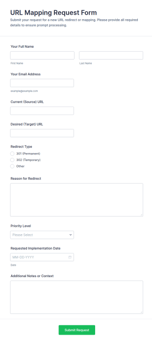URL Mapping Request Form Template