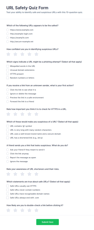 URL Safety Quiz Form Template