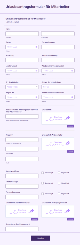 Urlaubsantragsformular Für Mitarbeiter Form Template