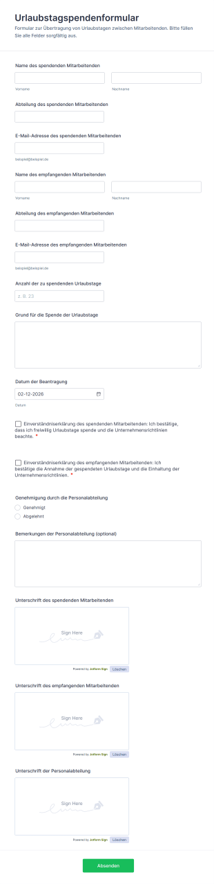 Urlaubstagspendenformular