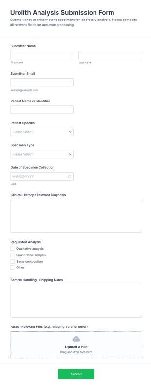 Urolith Analysis Submission Form Template