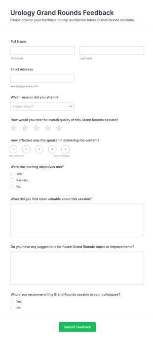 Urology Grand Rounds Feedback Form Template