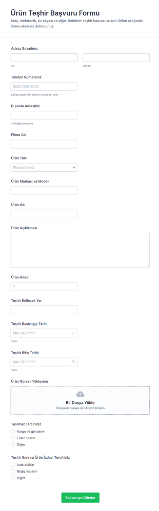 Ürün Görünürlük Talep Form Şablonu