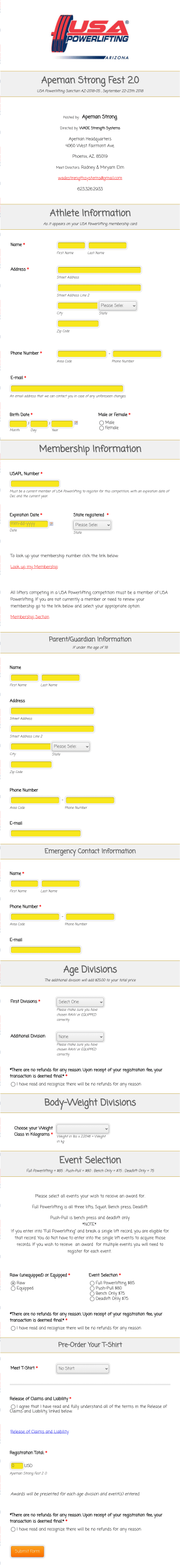 Usa Powerlifting Form Template