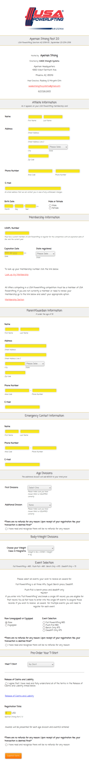 Usa Powerlifting Form Template