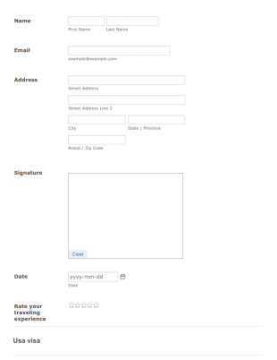 USA Visa Form Template