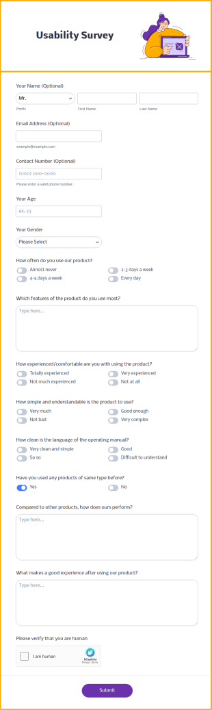 Usability Survey Form Template